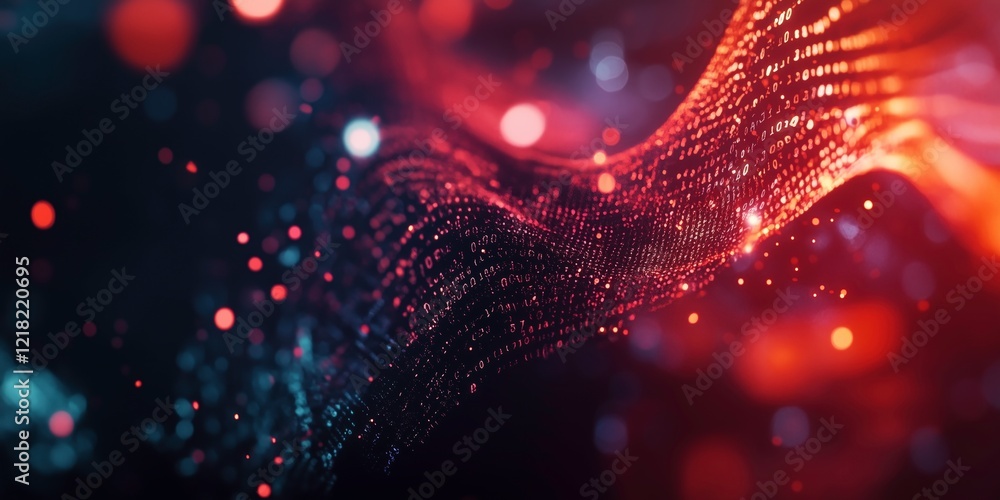 Poster abstract red and teal energy flow: a mesmerizing abstract artwork featuring a dynamic flow of partic