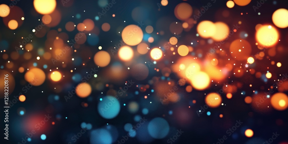 Poster bokeh lightscape: abstract image of shimmering, vibrant bokeh orbs in a warm, alluring, and dynamic 