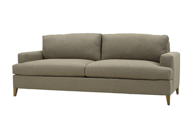 A sofa in a minimalist design with wooden legs + clipping path. The sofa is isolated on a White background.