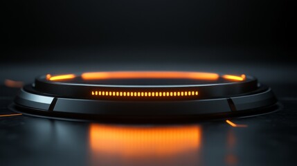 Futuristic Circular Platform with Orange Lights