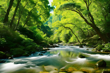 Obraz premium 森の中の川