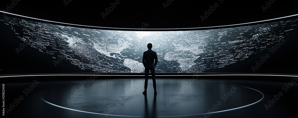 Poster a dynamic visual of a multi-screen setup showcasing various demographic trends
