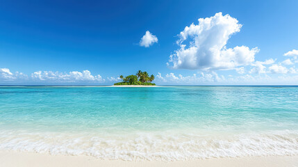 Fototapeta premium serene ocean landscape with small island and clear blue waters