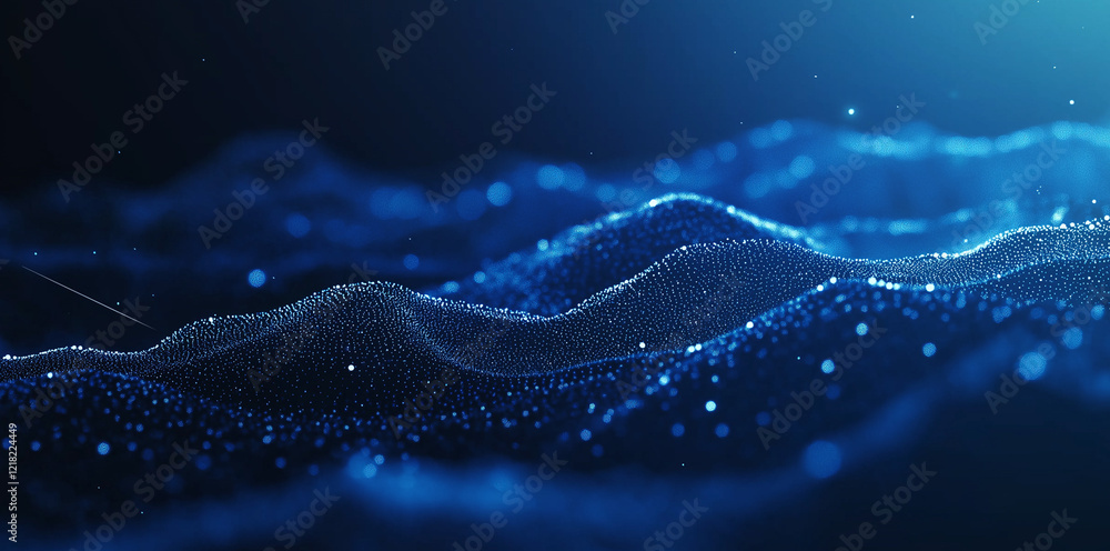 Poster abstract digital particle wave and light background ,abstract cyber or technology background,3d