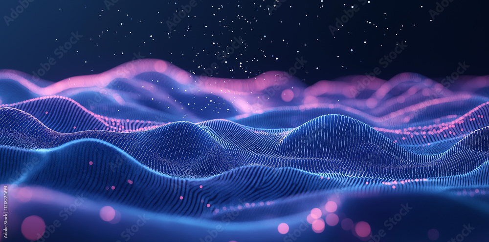 Fototapete abstract background with particles,abstract technology stream background. digital dynamic wave of do