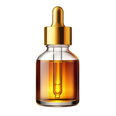 Naklejka premium Oil dropper with a golden cap on a white isolated background.