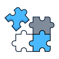 Obraz premium Puzzle Pieces Icon. Integration and Collaboration Icon. Illustration for Teamwork Concept.