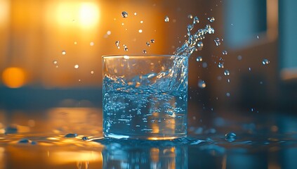 Refreshing Splash: Crystal Clear Water in a Glass