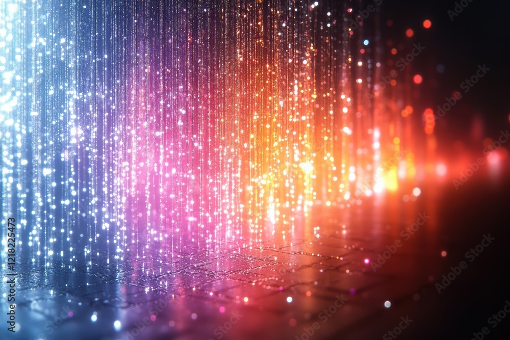 Leinwandbilder this stunning visual showcases vibrant beams of light in mesmerizing colors, creating a dynamic atmo