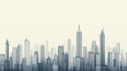 Fototapeta premium Skyline cityscape sketch, urban architecture.