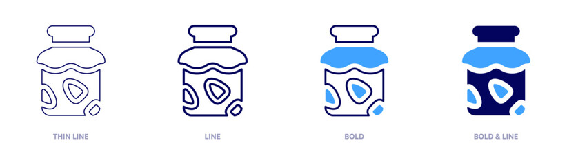 Cranberry jam icon in 4 different styles. Thin Line, Line, Bold, and Bold Line. Duotone style. Editable stroke