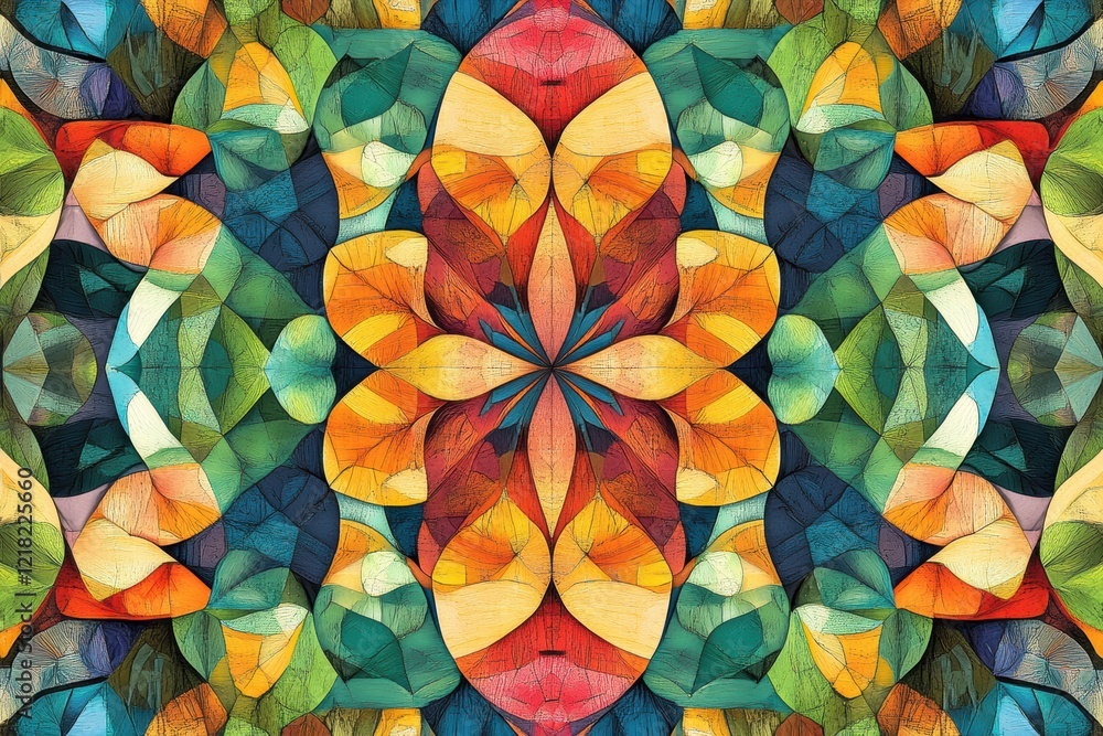 Aufkleber this vibrant abstract art features a kaleidoscope of colors and geometric shapes, creating an eye-ca