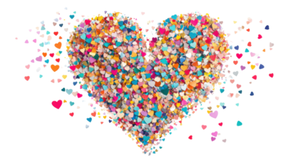 Heart of confetti on transparent background