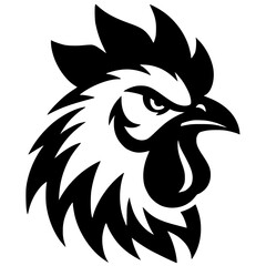 Obraz premium Silhouette portrait of an angry rooster