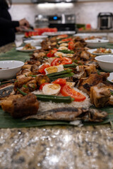 Delicious traditional dish served with fresh ingredients on a festive table during a family gathering