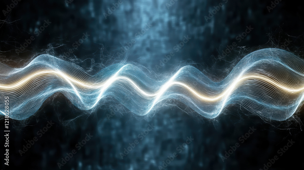 Poster abstract sound waves visualizing rhythm of house music, creating dynamic atmosphere