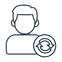 Fototapeta premium Customer Profile with Sync Icon. Customer Synchronization and Data Management Icon. Illustration for CRM Concept.