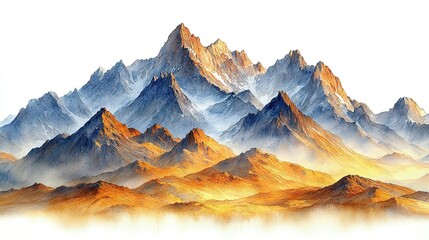 Obraz premium Majestic Mountain Range in Hues of Blue and Gold