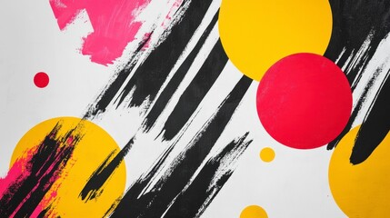 Abstract Colorful Background with Geometric Shapes and Brush Strokes