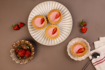 Strawberry Milk Pie on a Plate.