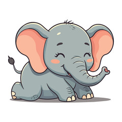 Cute Elephant Cartoon Vector Icon Illustration Animal Sport Icon Isolated Flat vector illustration