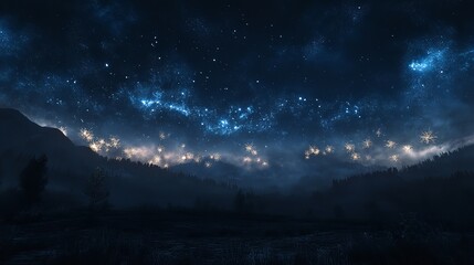 Night Sky with Fireworks New Year's Background 8K Realistic