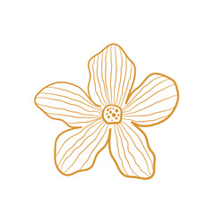 Golden Flower Line Art. Wedding Invitation Card Decoration