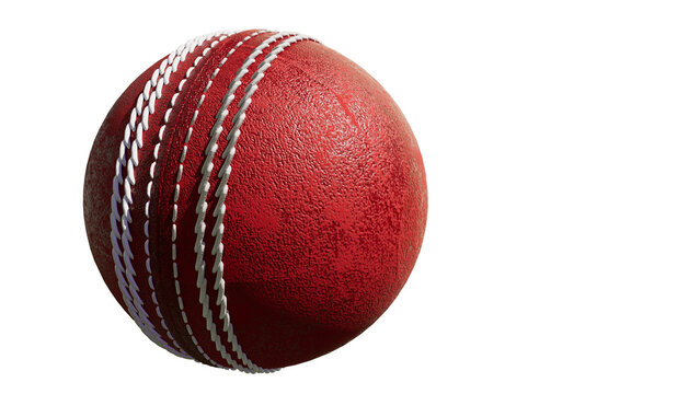 Red Cricket Ball Alpha Png. 3D Illustration