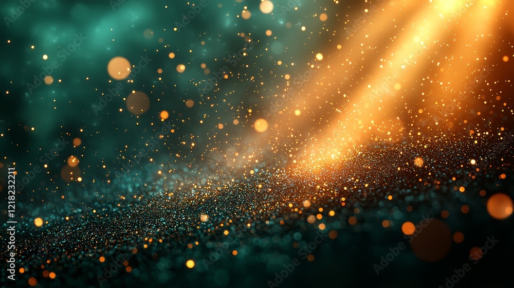 Poster dynamic light rays and sparkling dust particles in enchanting atmosphere abstract background cinemat