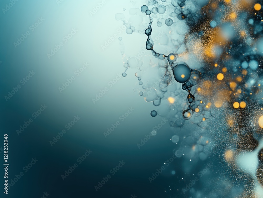 Poster dynamic water droplets interacting with light abstract art digital creation aqua close-up fluidity c