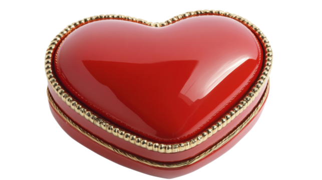 Heart shaped jewelry box on transparent background