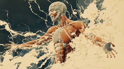 Illustration of the human body's fight or flight response scientific art dynamic environment detailed viewpoint