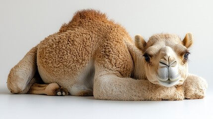 Resting camel, studio shot, white background, animal portrait
