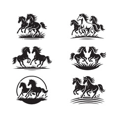 Black Silhouette Horse vector art Illustration