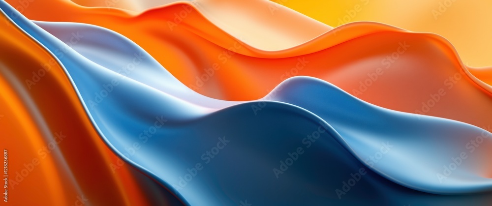 Poster abstract fluid art: a mesmerizing abstract artwork featuring vibrant swirls of blue and orange, crea