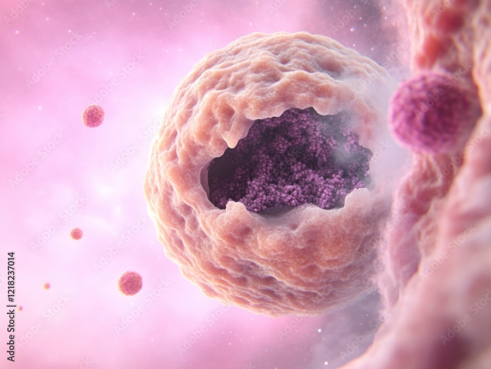 Poster exploring cellular structures microscopic view of a cell scientific research lab digital art abstrac