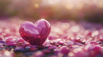 Obraz premium Pink Heart Bokeh Background for Valentine's Day 8K Realistic