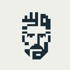 Fototapeta premium A unique beardman logo crafted from stylized block fragments, combining simplicity, elegance, and modern aesthetics.