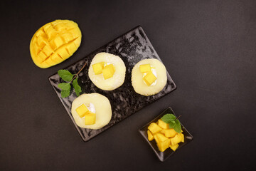 Delicious Mango Mochi With Mango Slices. 
