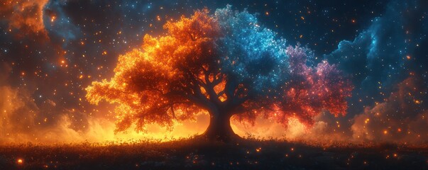 Obraz premium Celestial Tree: A Fantasy Landscape