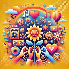 Obraz premium Style Social setting bright and vibrant colors joy and support