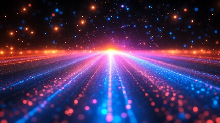 Obraz premium Abstract glowing particles illuminate a vibrant cosmic pathway