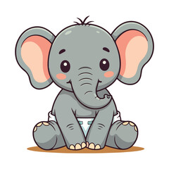 Cute Elephant Cartoon Vector Icon Illustration Animal Sport Icon Isolated Flat vector illustration