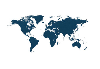 Obraz premium navy blue silhouette of the world map, on a white background