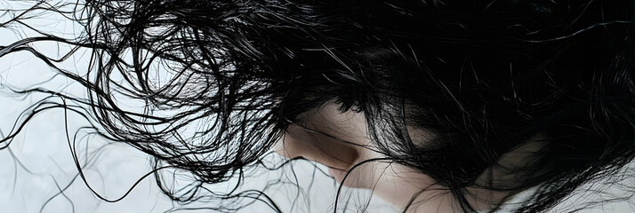 Fototapeta premium Close-up of Dark Wavy Hair