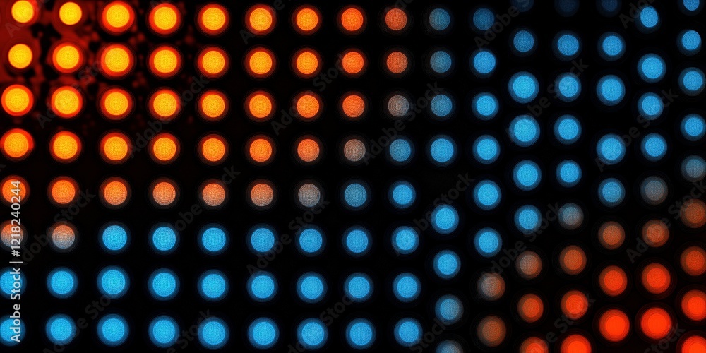 Poster abstract blue and orange dot pattern: a mesmerizing abstract pattern of blurred blue and orange dots