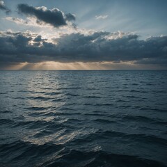 Obraz premium A horizon blending sea and sky with no visible land.A