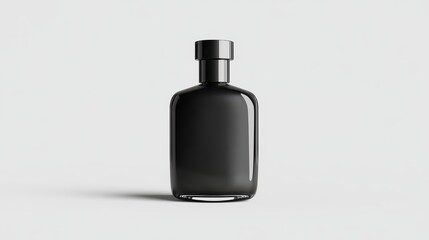 Elegant Black Glass Perfume Bottle on Minimalist Background for High-End Fragrance Branding and Product Promotion in Modern Design Aesthetics