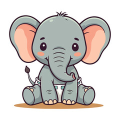 Cute Elephant Cartoon Vector Icon Illustration Animal Sport Icon Isolated Flat vector illustration