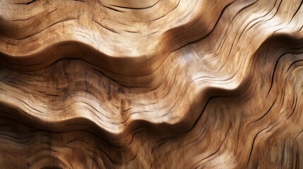Fototapeta premium Wavy Wood Texture Background Image Natural Brown Wood Grain